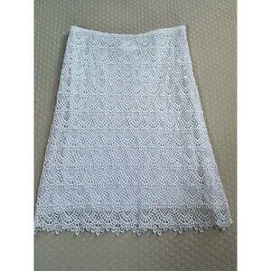 Valentino Lace Skirt Mid Length Garden Coquette Crochet |White‎ | Womens Size 4